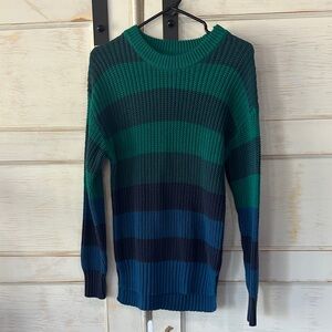 Striped Knit Sweater in Green and Blue